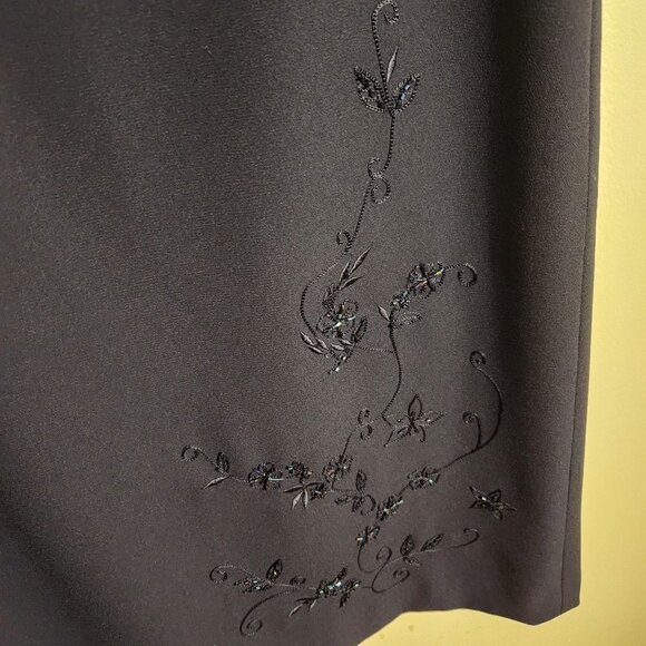 Talbots Quiet Luxury Navy Sheath Dress Subtle Embroidery Beading Size 10 - Picture 3 of 5